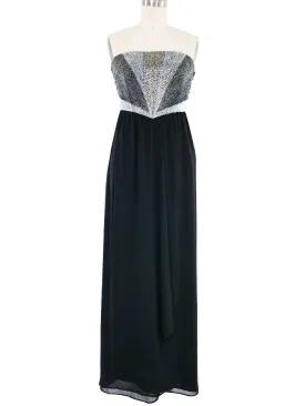 1970s Gucci Beaded Bustier Chiffon Gown