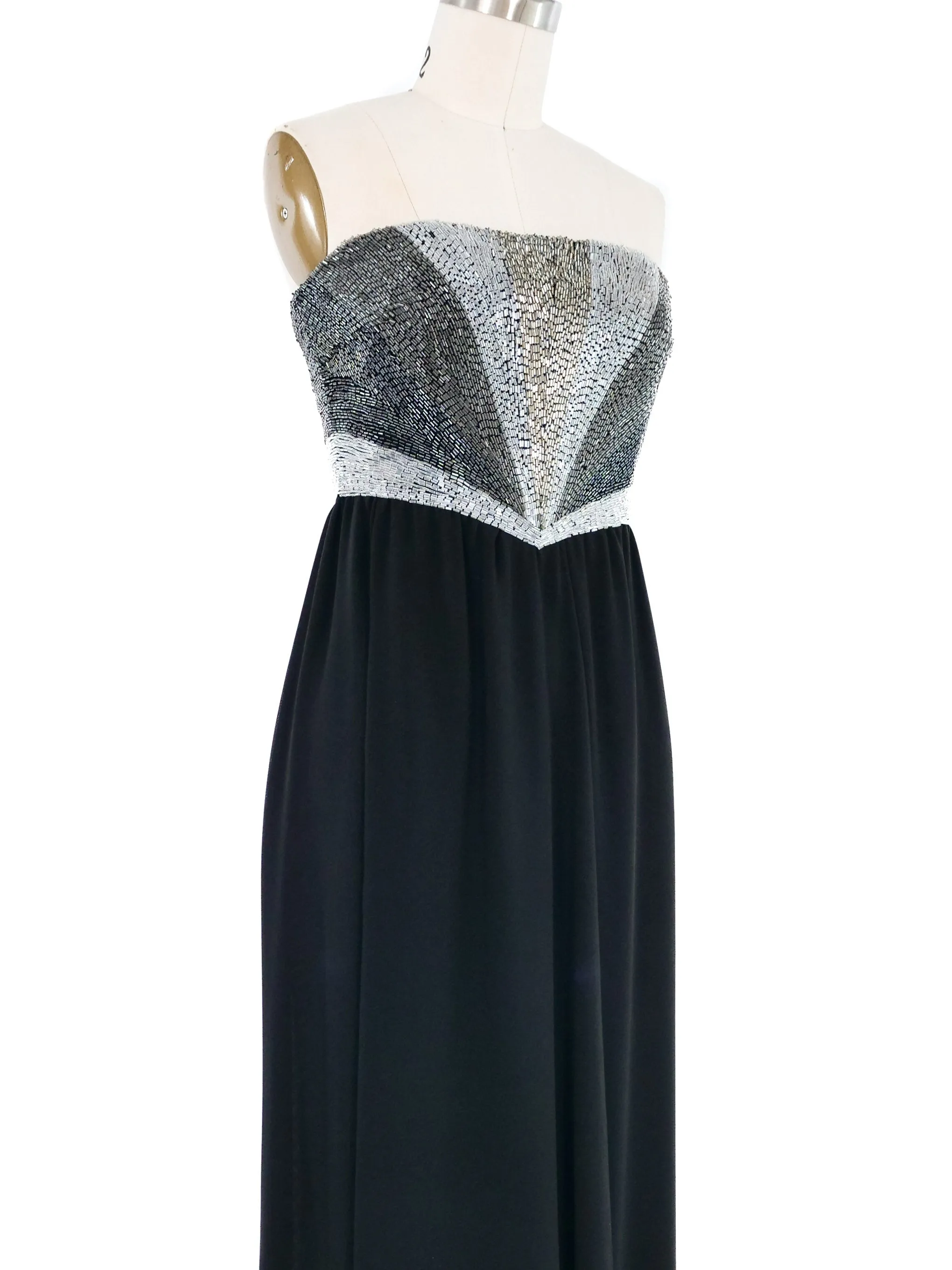 1970s Gucci Beaded Bustier Chiffon Gown