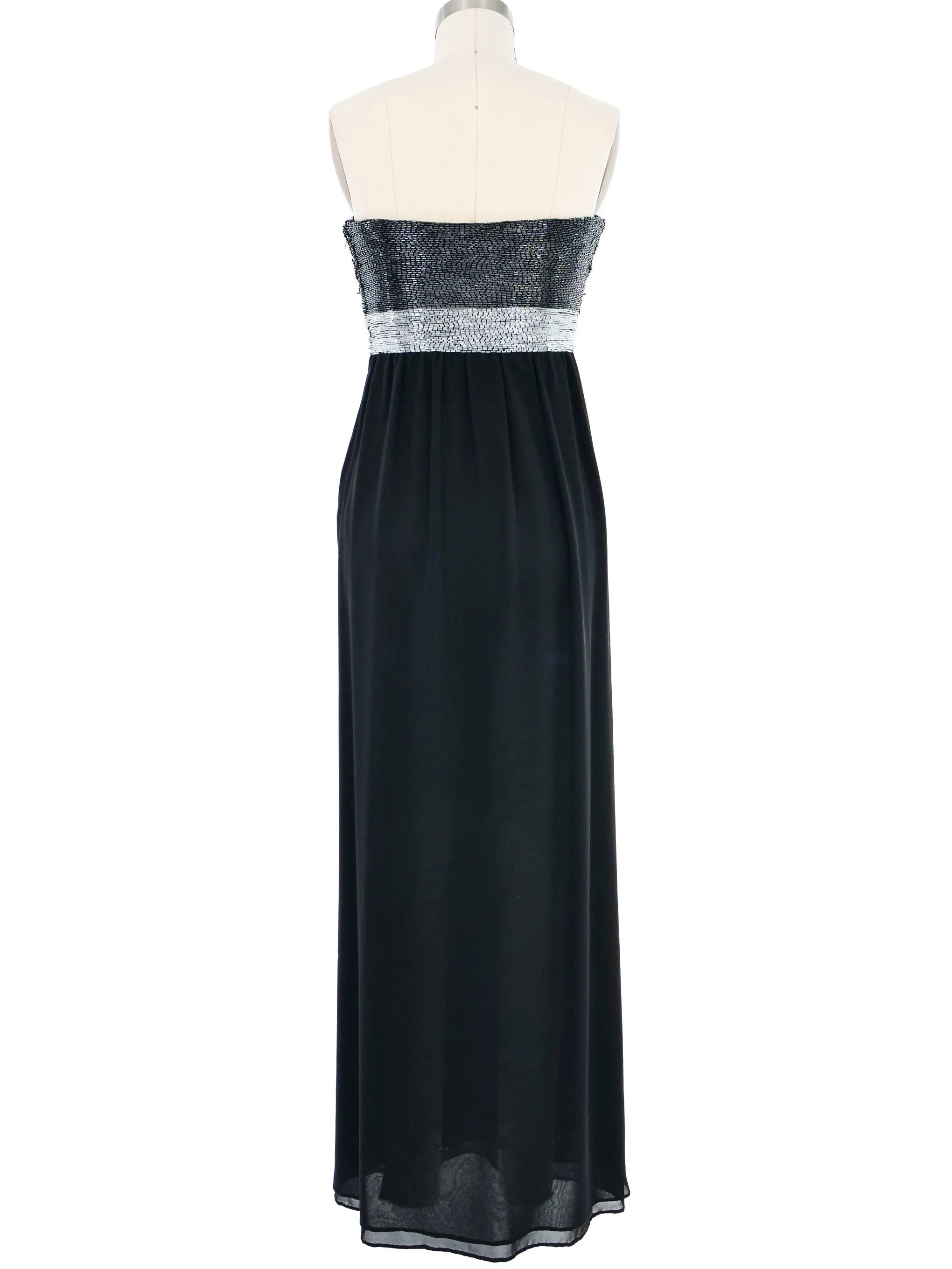 1970s Gucci Beaded Bustier Chiffon Gown