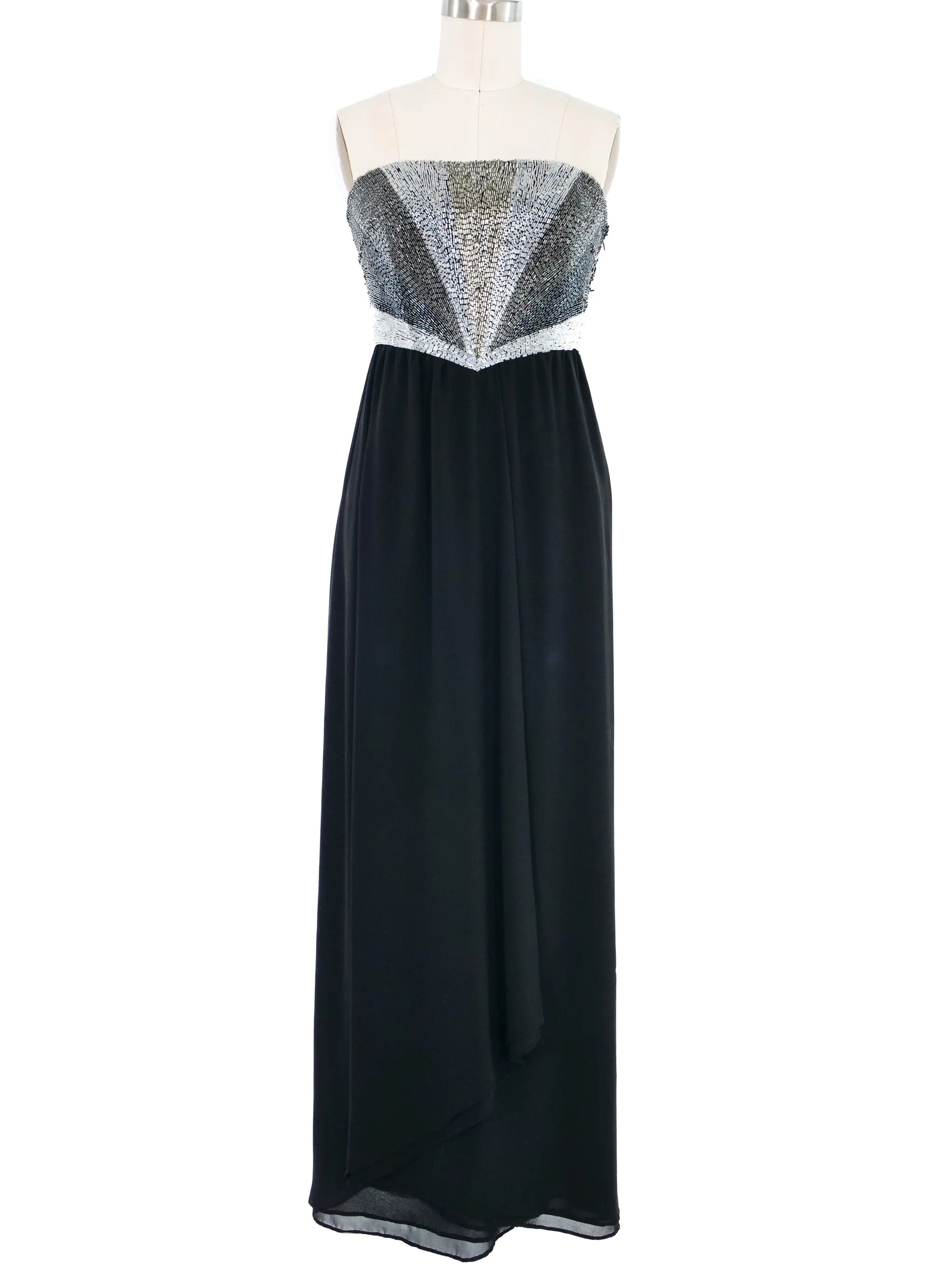 1970s Gucci Beaded Bustier Chiffon Gown