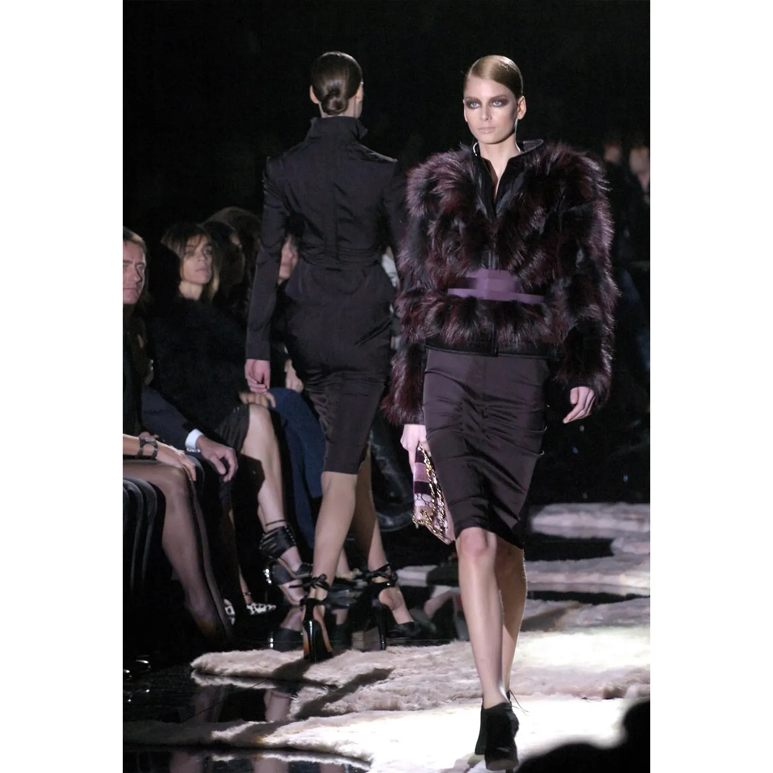 2004 Tom Ford Gucci Deadstock Plum Brown Runway Skirt