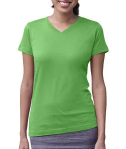 3507 LA T Ladies V-Neck Longer Length T-Shirt Apple