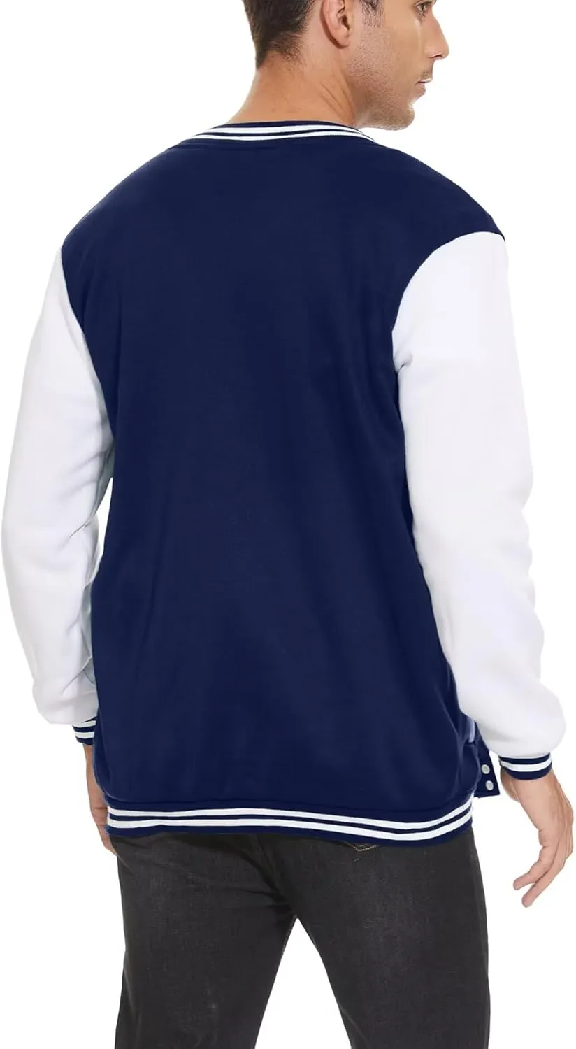 ACEFAST INC Men's Varsity Baseball Jacket Casual Letterman Bomber Jacket Windbreaker Lightweight Jacket