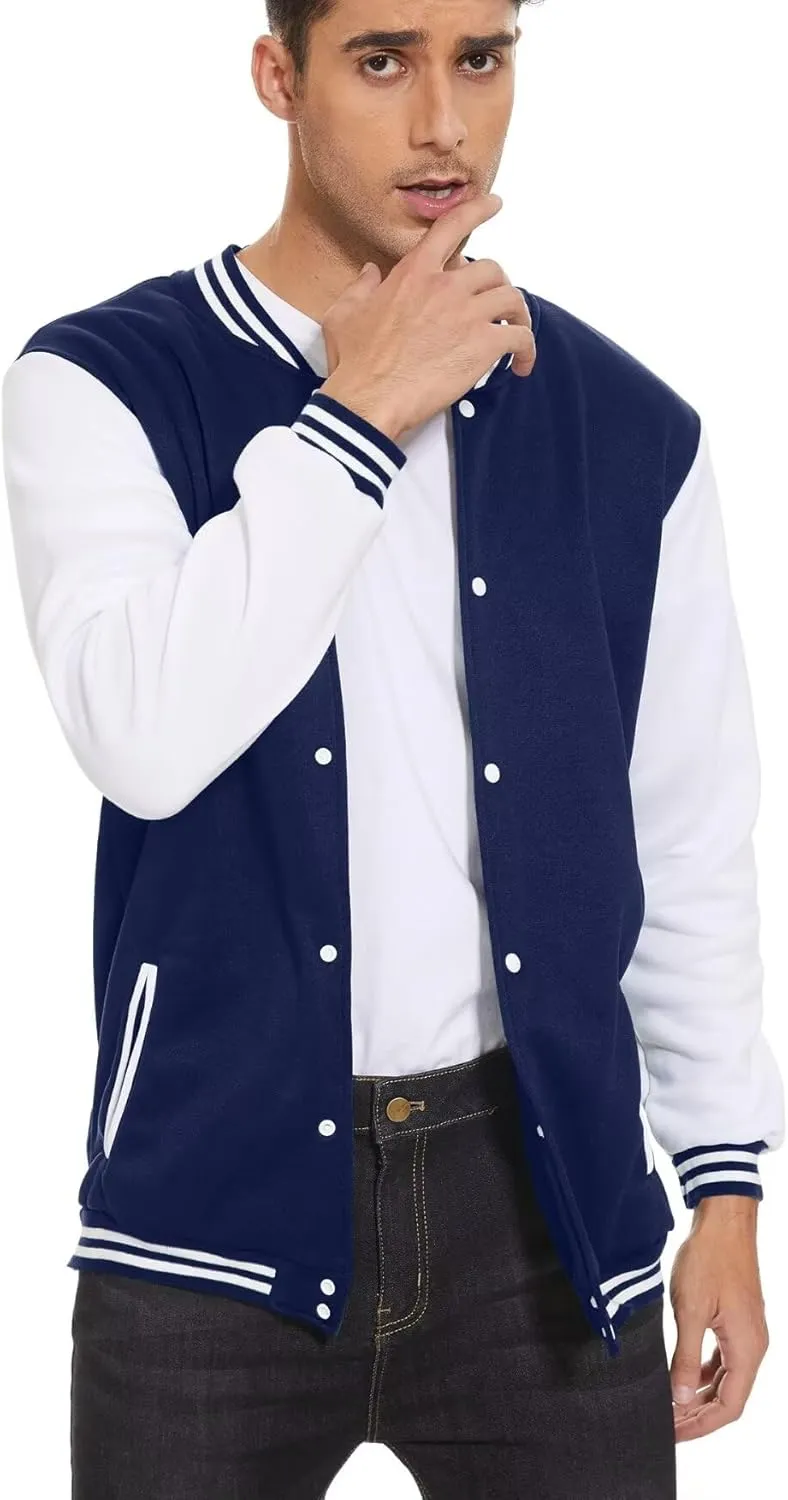 ACEFAST INC Men's Varsity Baseball Jacket Casual Letterman Bomber Jacket Windbreaker Lightweight Jacket