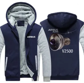 AIRBUS A330 V2500 WINTER THICK ZIP SWEATSHIRTS