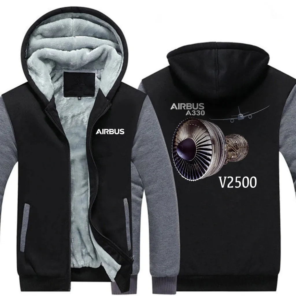 AIRBUS A330 V2500 WINTER THICK ZIP SWEATSHIRTS
