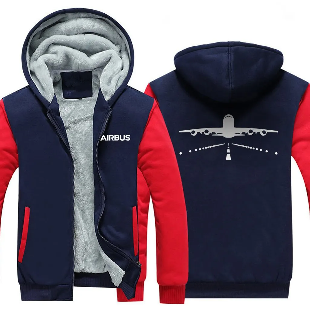 AIRBUS A380 RUNWAY WINTER THICK ZIP SWEATSHIRTS