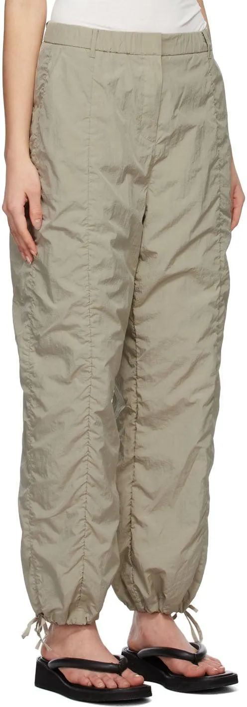 AMOMENTO Khaki Shirred Lounge Pants