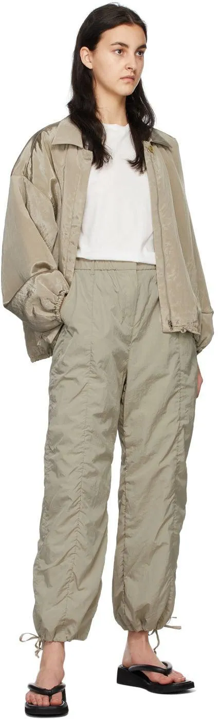 AMOMENTO Khaki Shirred Lounge Pants