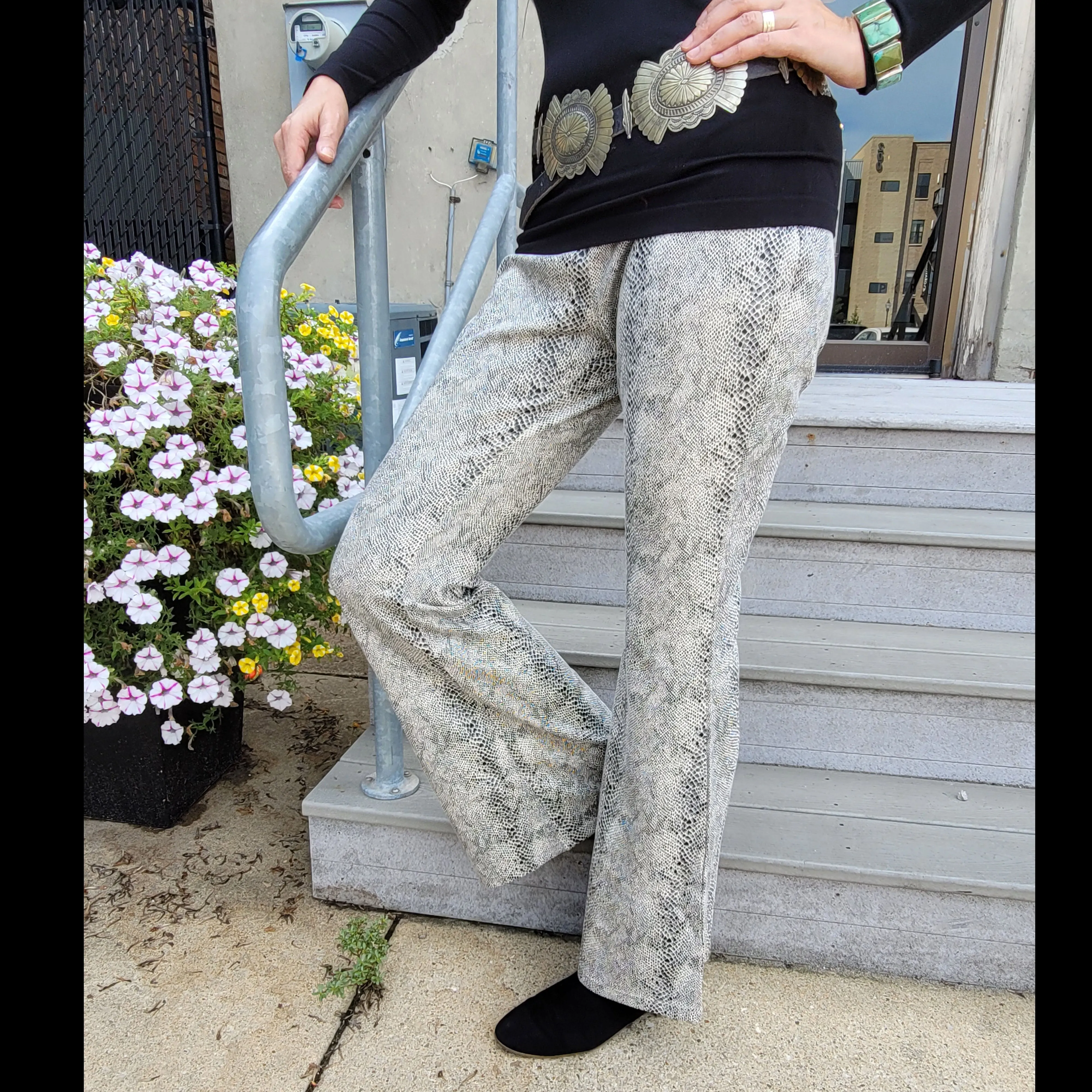 Beige Snake Bell Bottom Pant - Scully - PTSY8