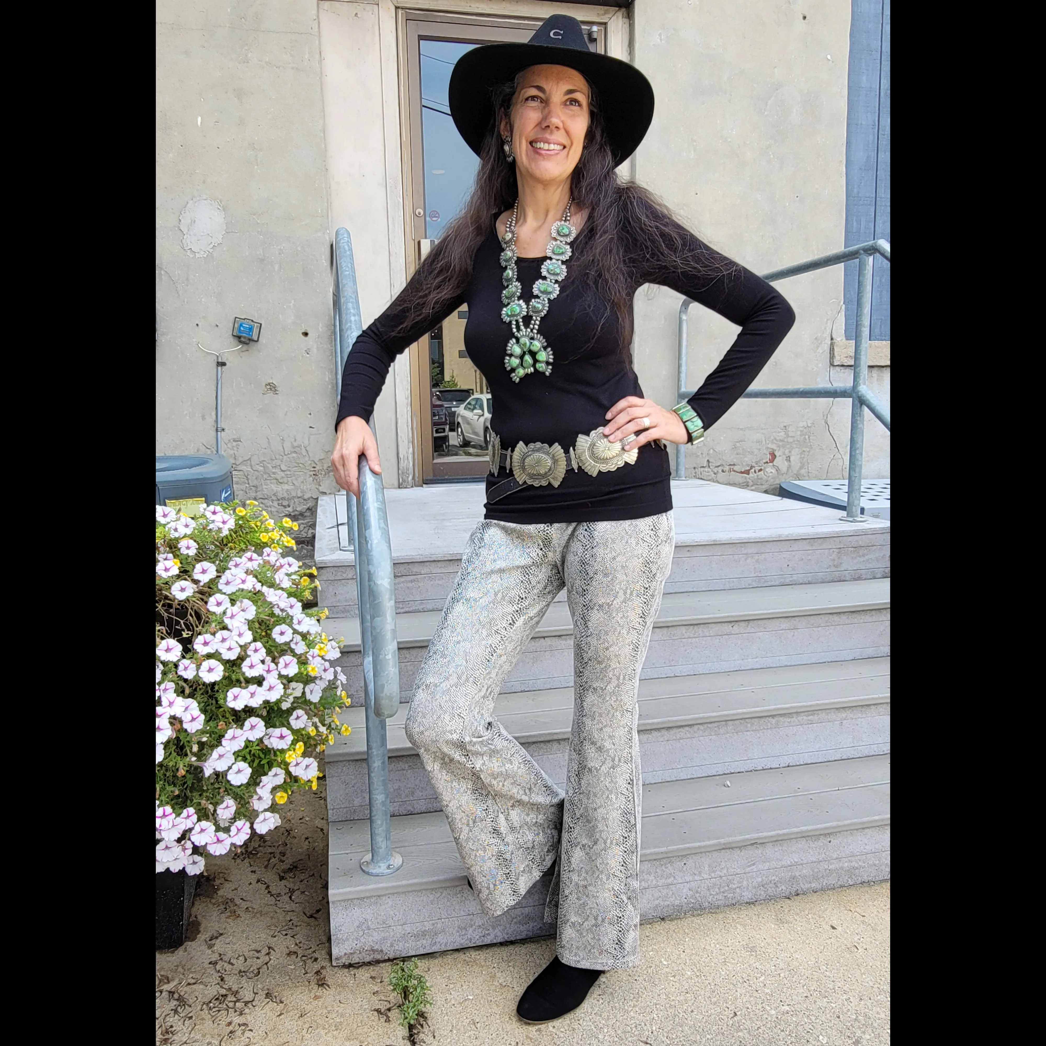 Beige Snake Bell Bottom Pant - Scully - PTSY8