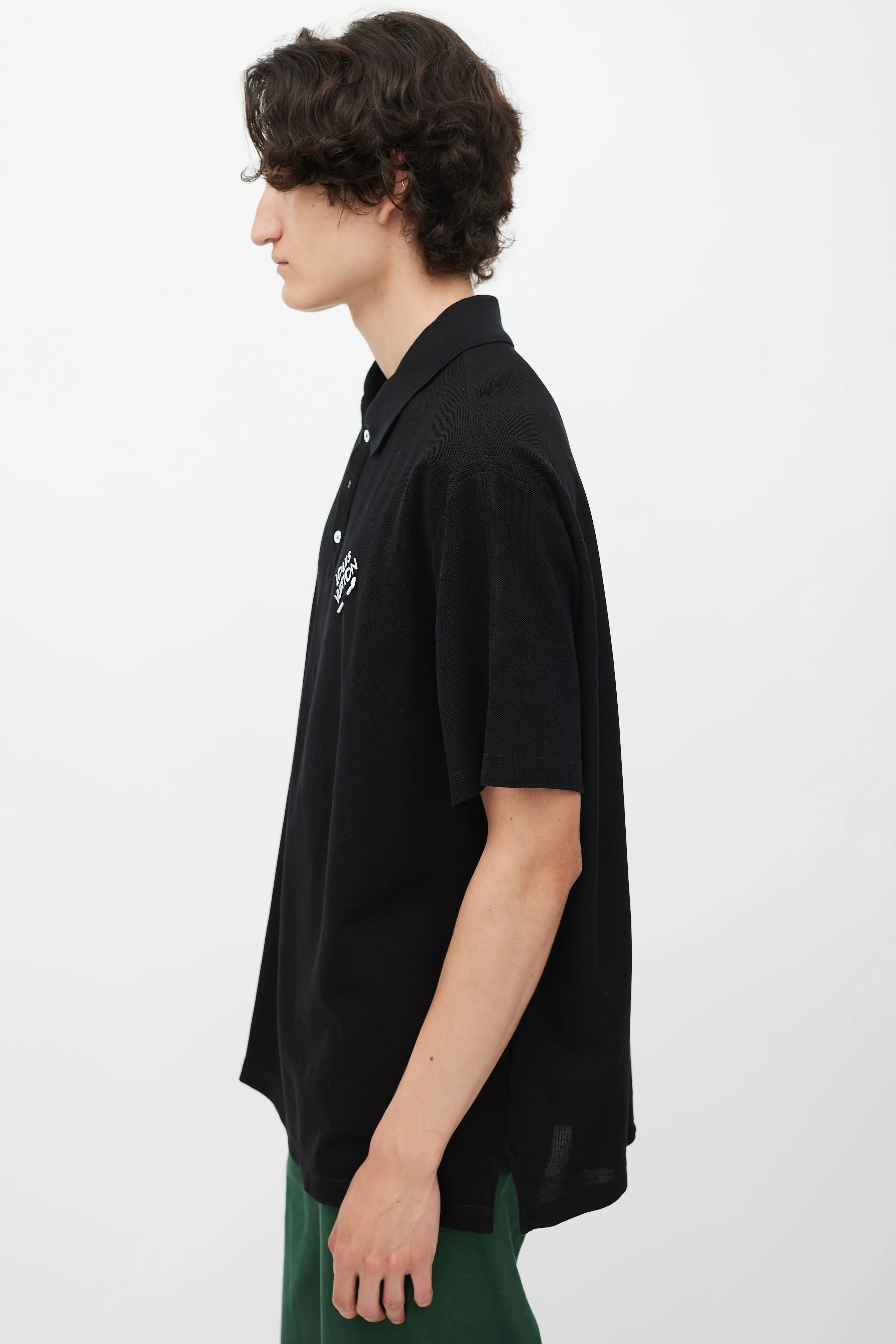 Black & White Embroidered Logo Polo