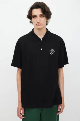 Black & White Embroidered Logo Polo