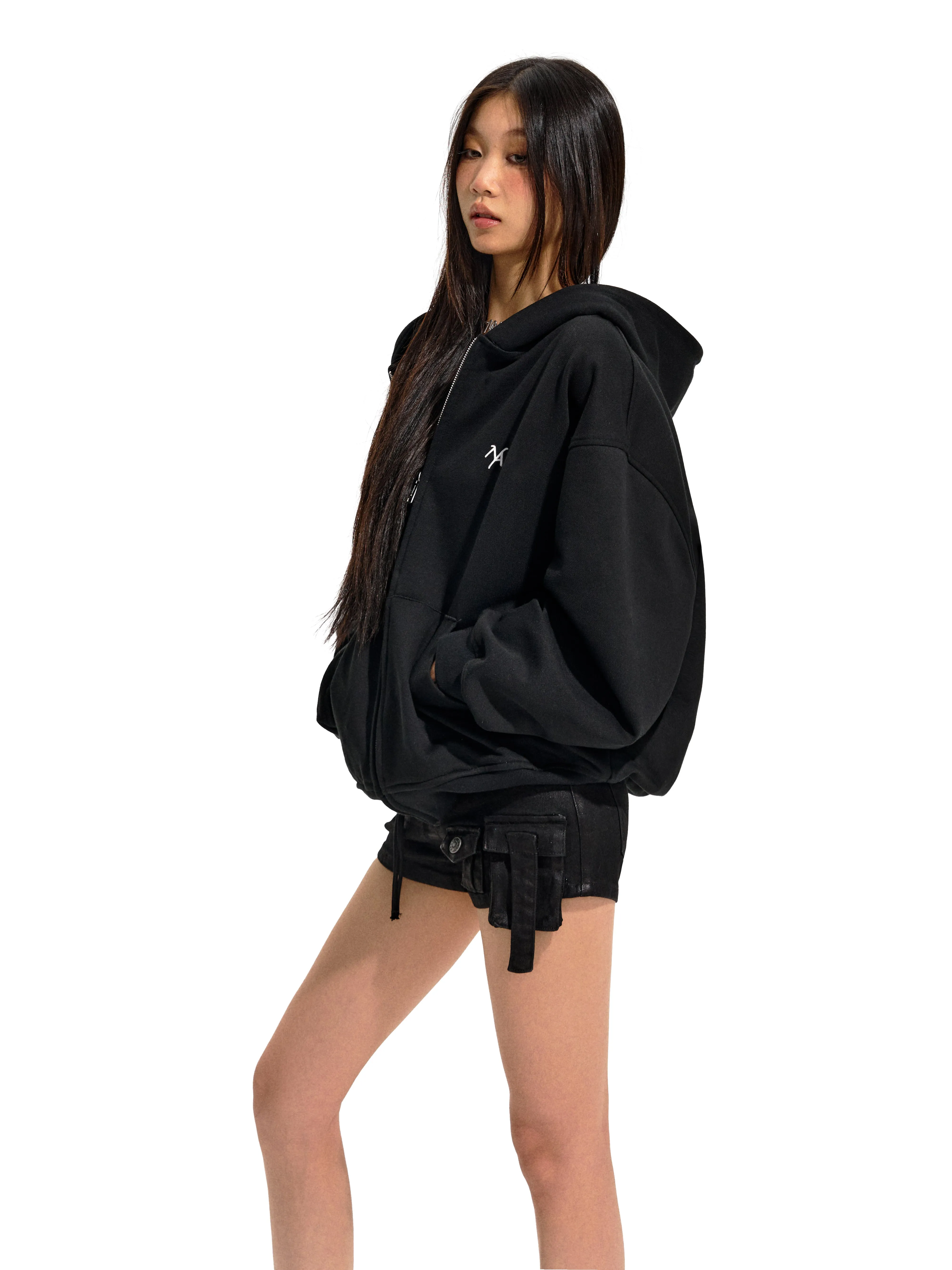Black Classic Zipper Hoodie