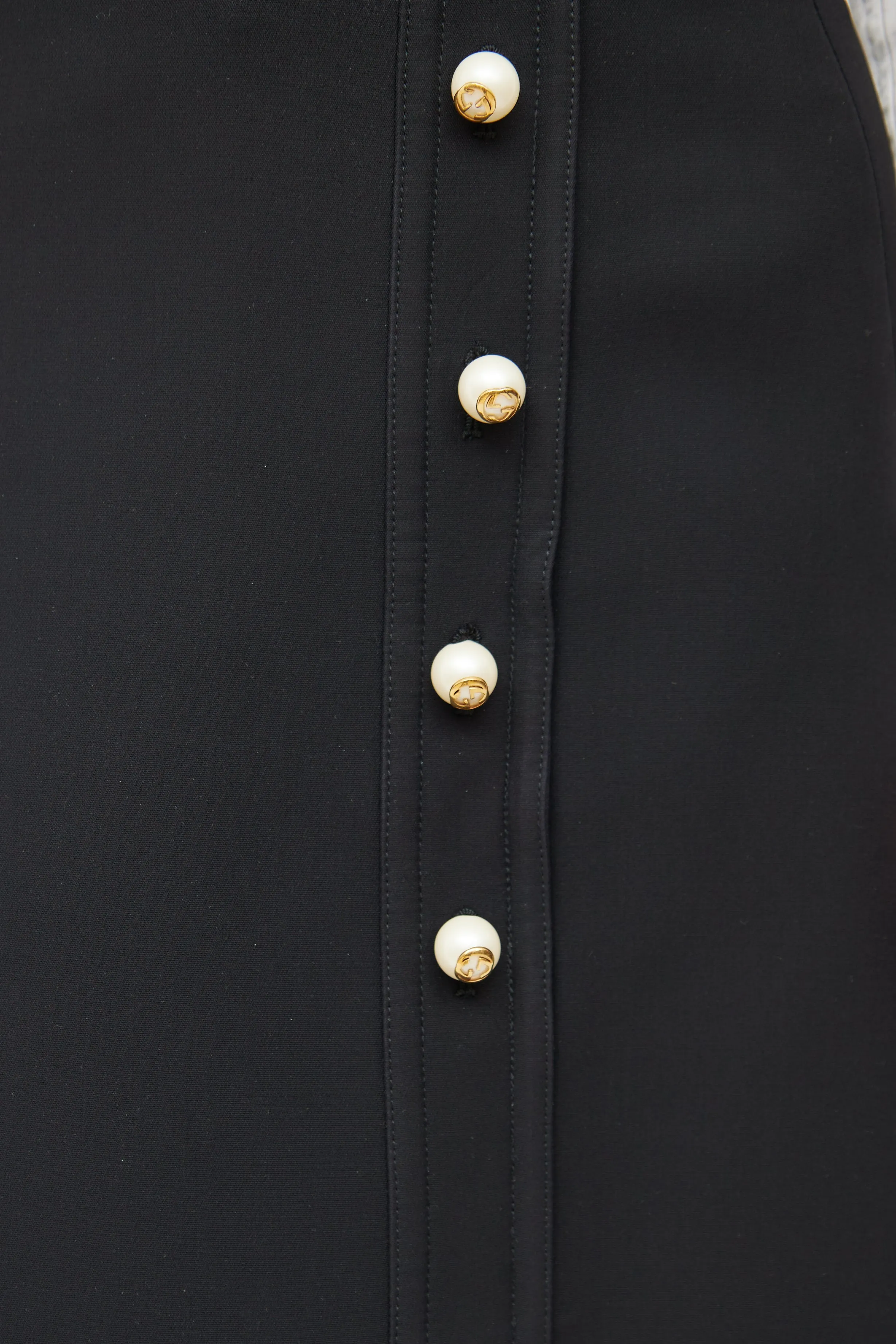 Black Pearl Button Skirt