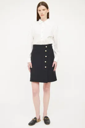 Black Pearl Button Skirt