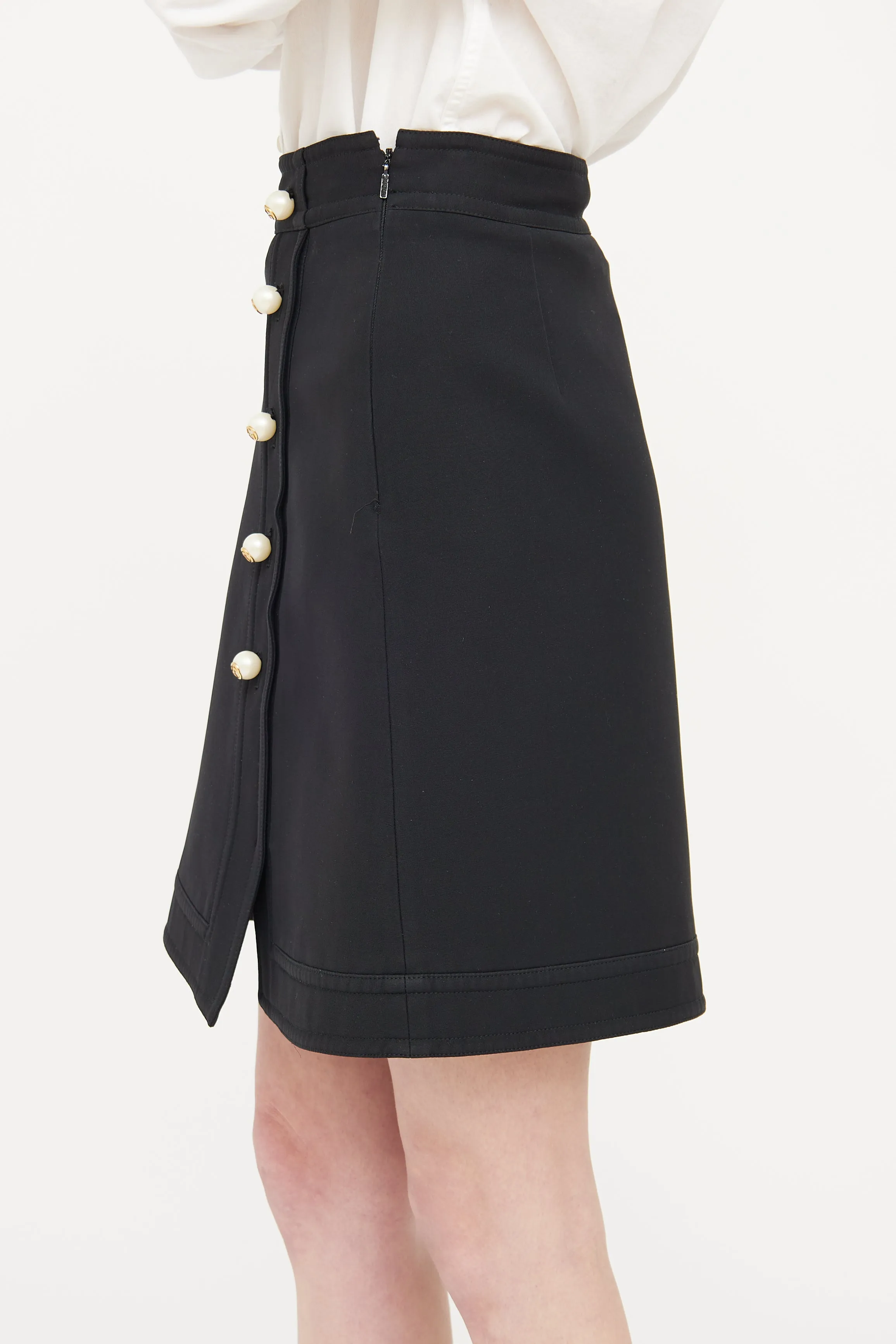 Black Pearl Button Skirt