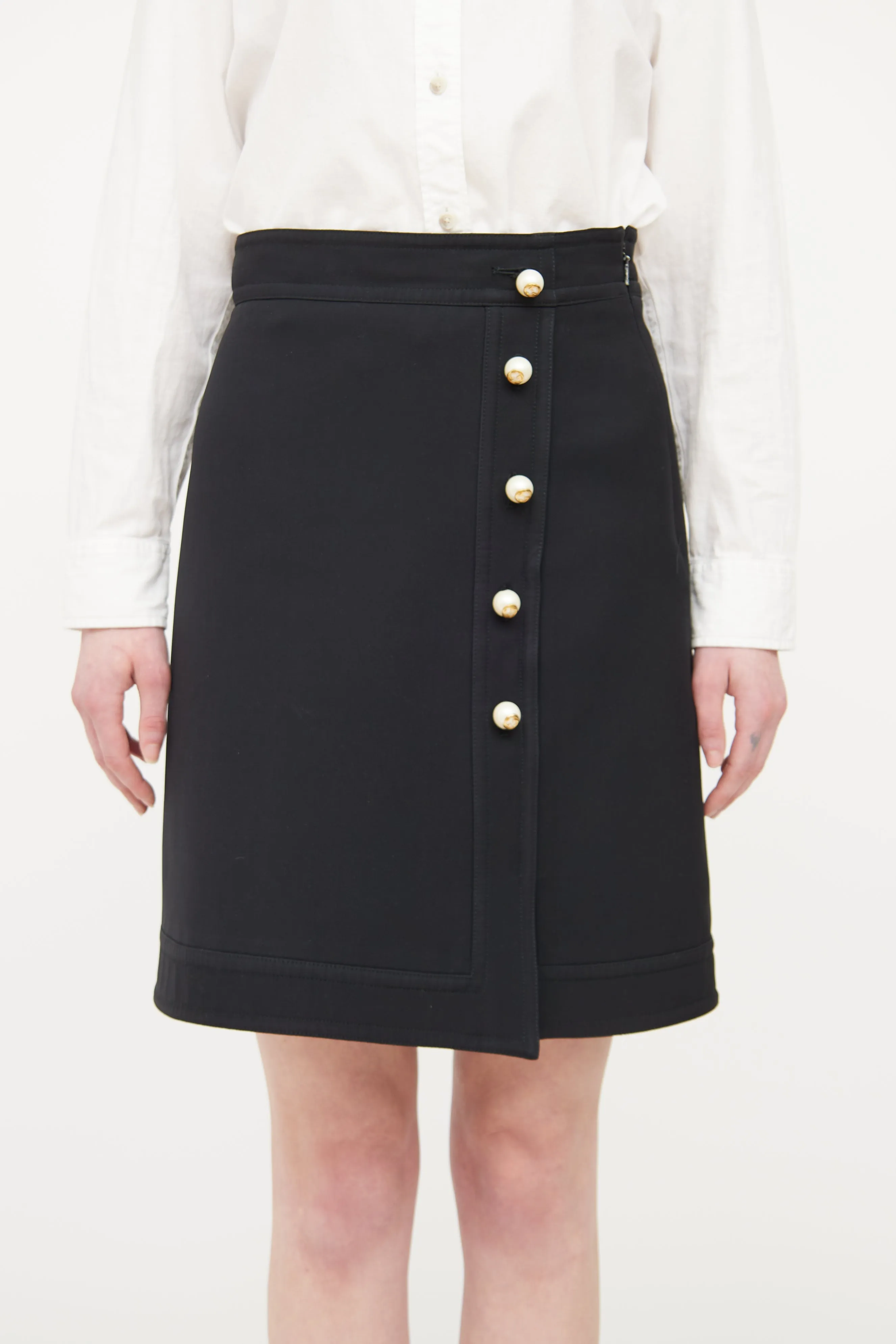 Black Pearl Button Skirt