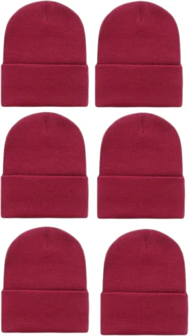 Brand. Wholesale 6 PCS Unisex Knit Long Cuff Ski Solid Plain Beanie Cap
