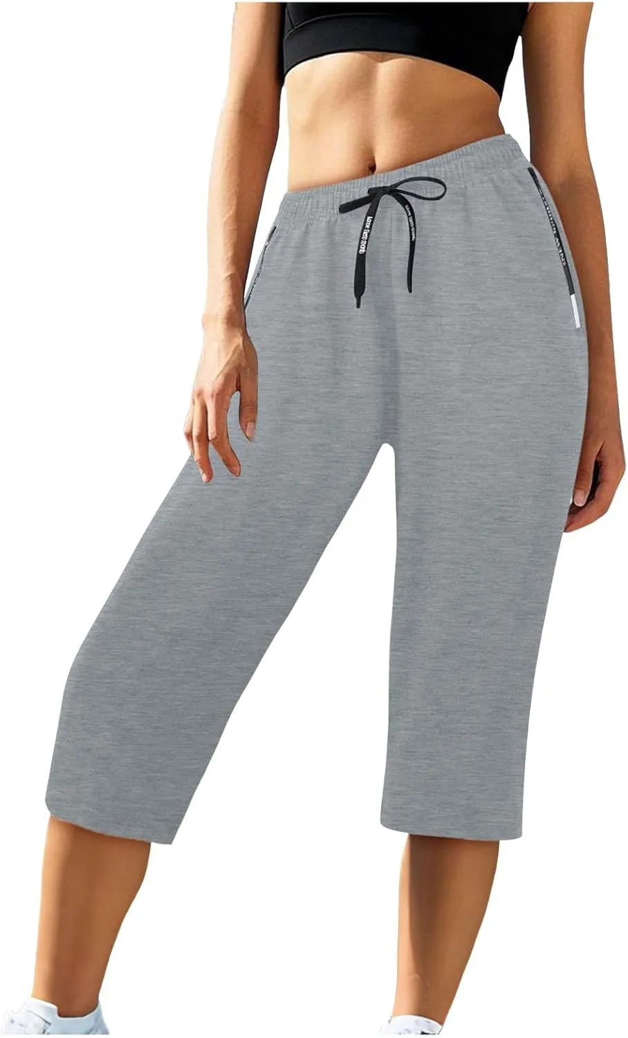 Capris Pants for Women Stretch Plus Size Quick Drying Drawstring Casual Cargo Straight with Pockets
