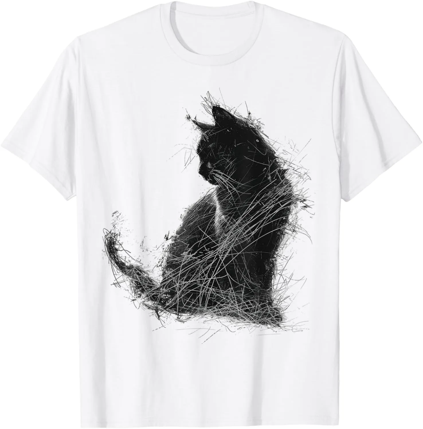 Cat Lover Abstract Art Animal Drawing Graphic Cat T-Shirt