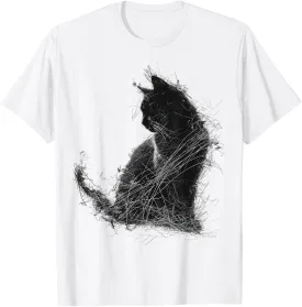Cat Lover Abstract Art Animal Drawing Graphic Cat T-Shirt