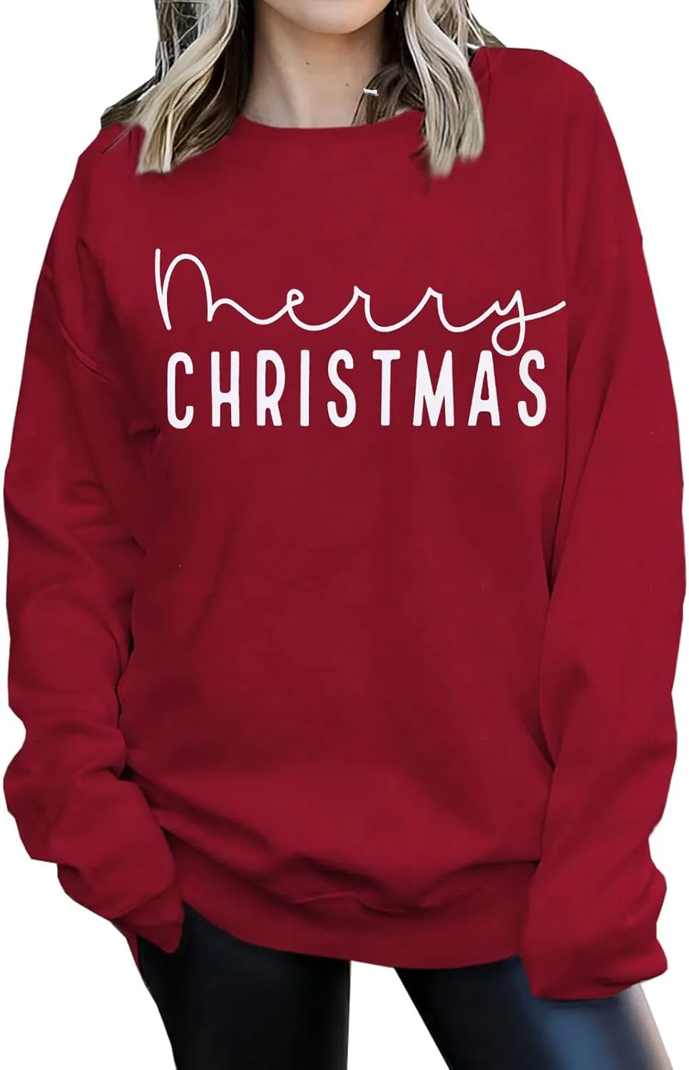 CM C&M WODRO Merry Christmas Sweatshirt Women Crewneck Xmas Holiday Sweater Shirt Winter Long Sleeve Oversized Pullover Tops