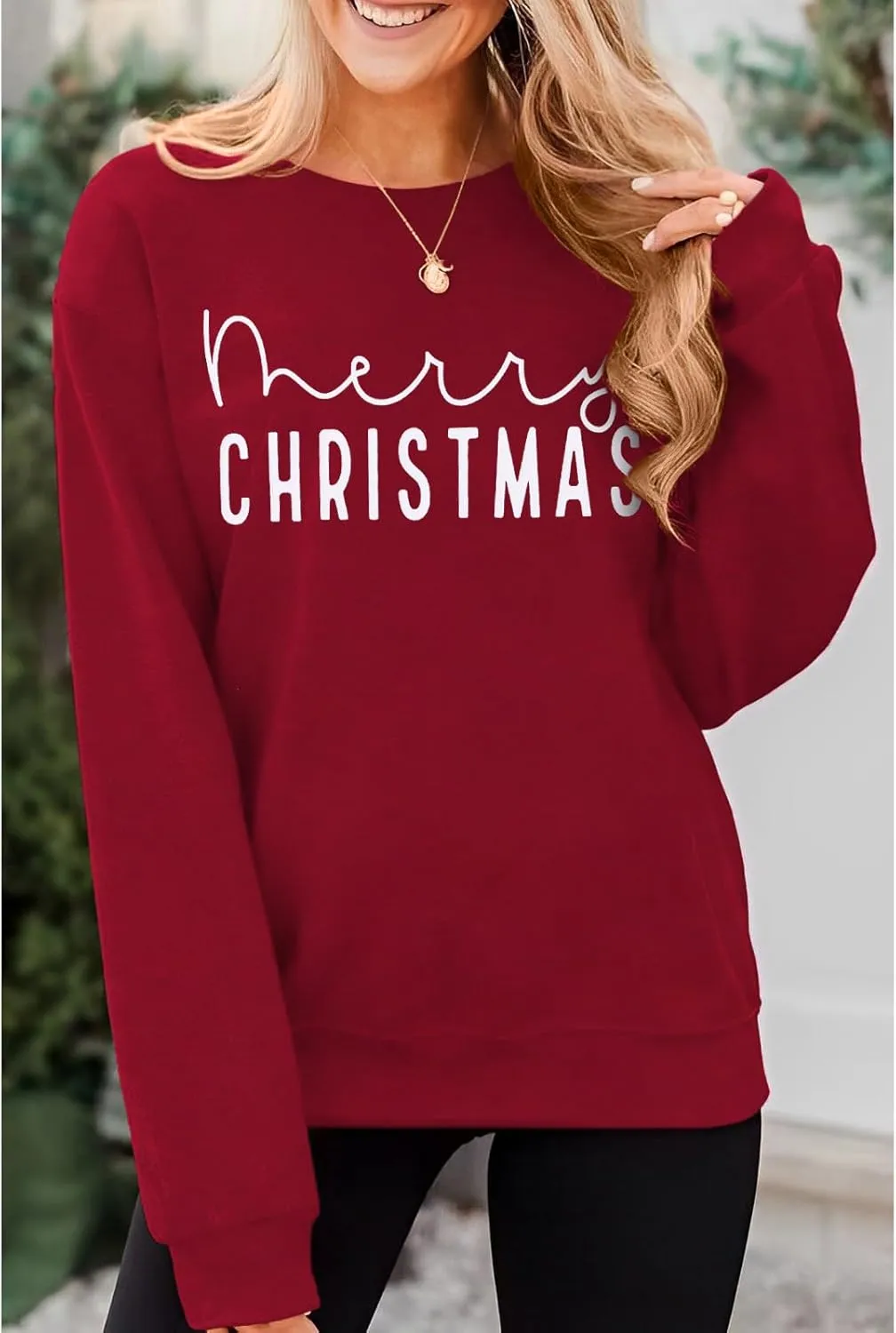 CM C&M WODRO Merry Christmas Sweatshirt Women Crewneck Xmas Holiday Sweater Shirt Winter Long Sleeve Oversized Pullover Tops