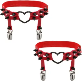 Eigso Steampunk Gothic Garter Belts Leg Rings Heart Love with Rivet Studded Elastic Band Adjustable