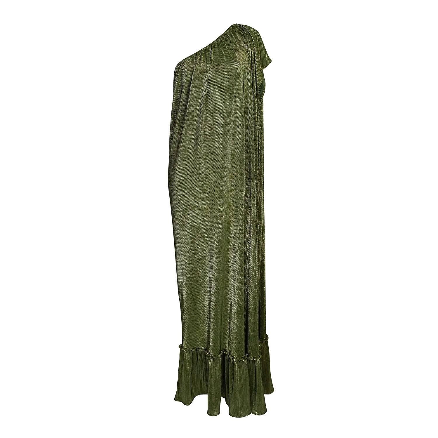 Electrum Slink Pleated One-Shoulder Maxi Dress