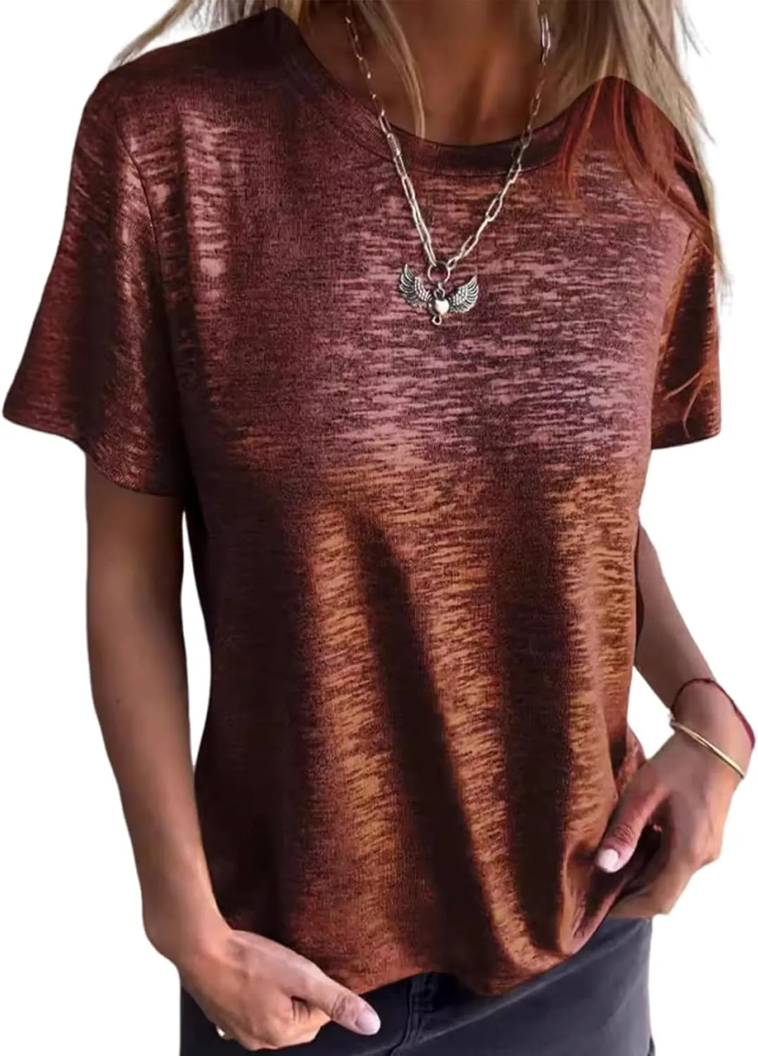 Emboadlie Gold Foil Short-Sleeved T-Shirt, Fortunatie Summer Casual Women's Round Neck Short-Sleeved Summer Top