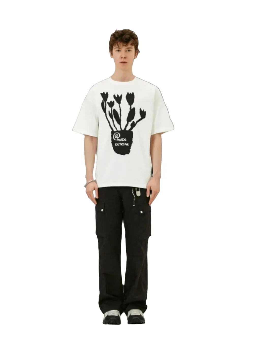 Extreme Aesthetic 'Bouquet' Foam Print Cotton T-Shirt
