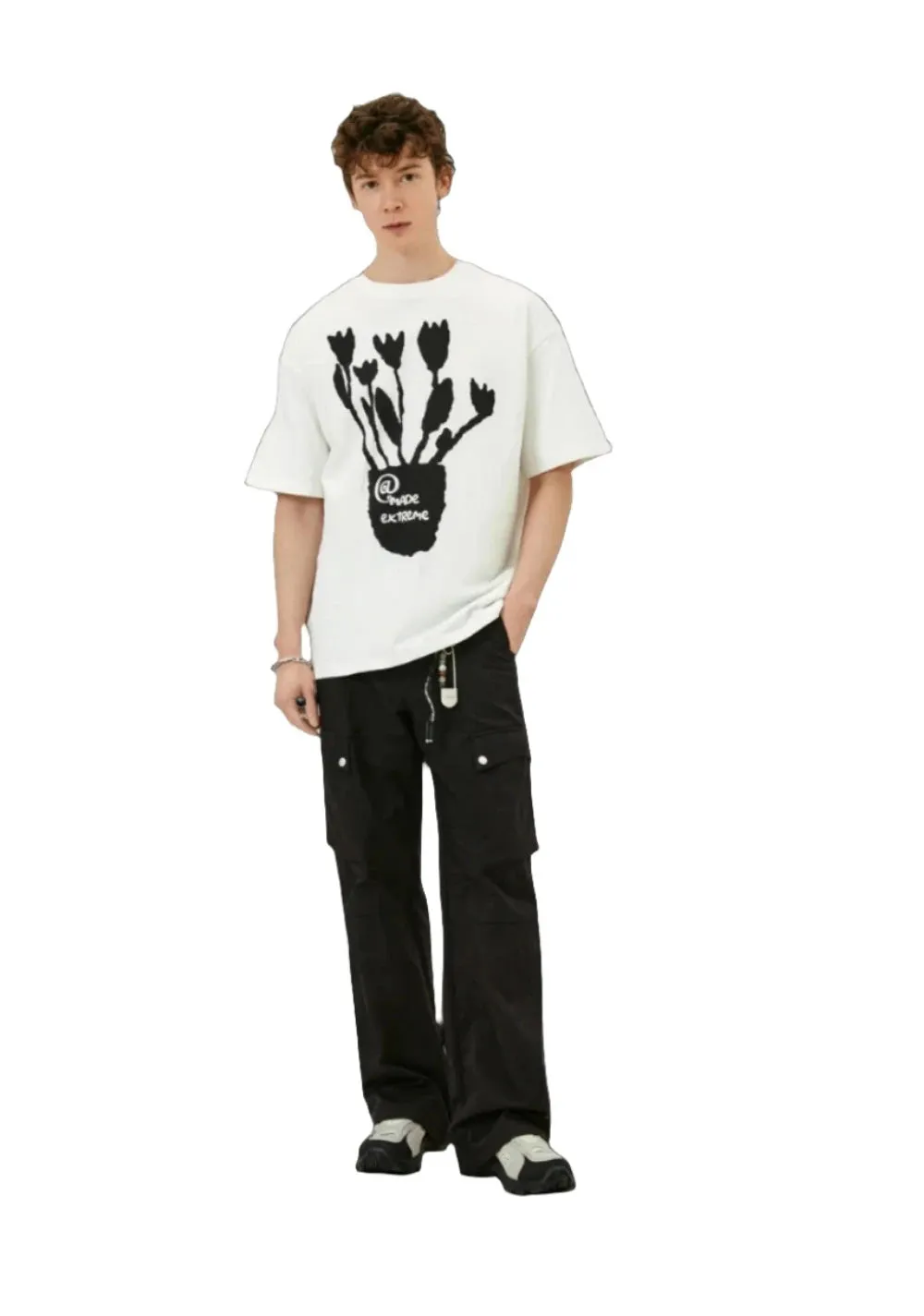 Extreme Aesthetic 'Bouquet' Foam Print Cotton T-Shirt