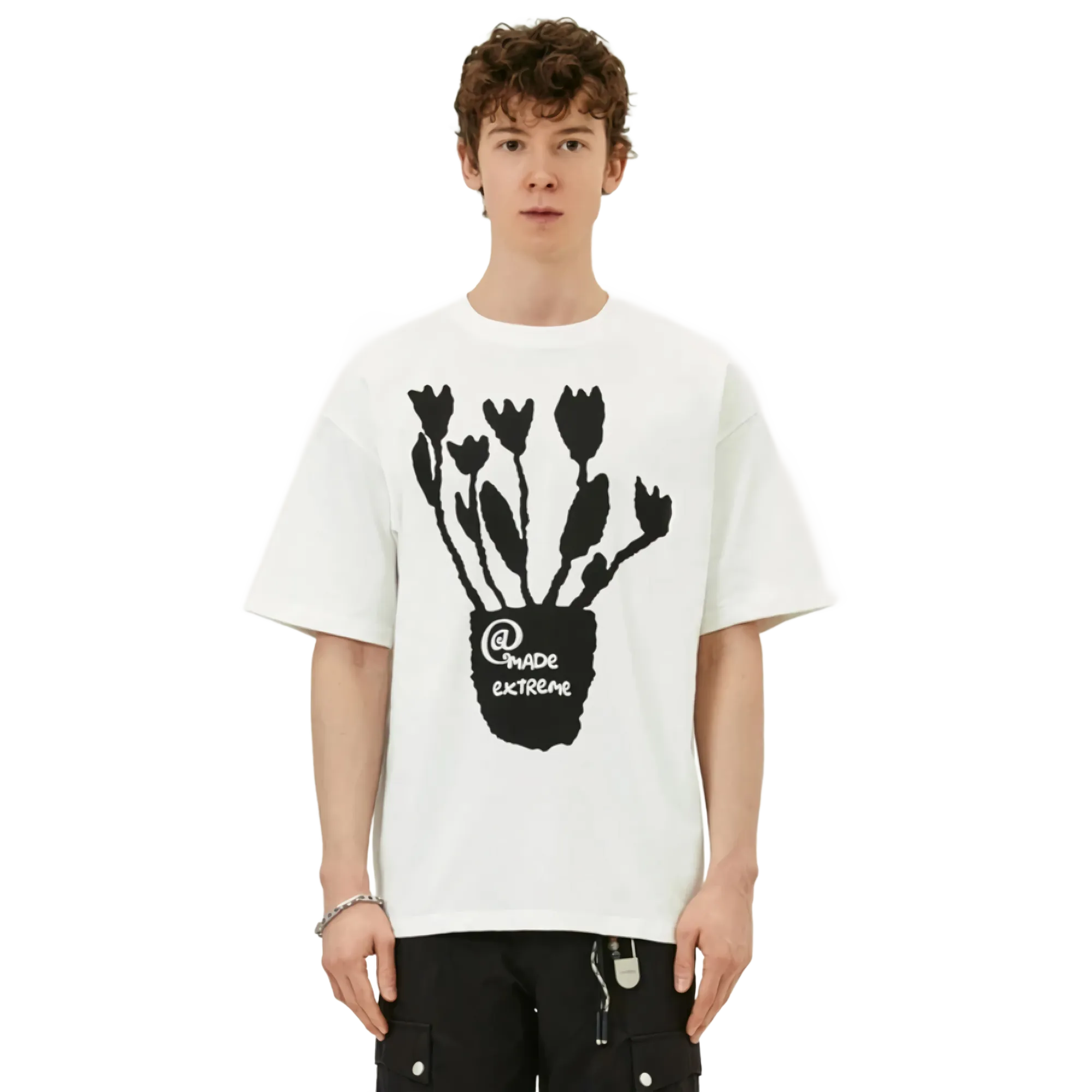 Extreme Aesthetic 'Bouquet' Foam Print Cotton T-Shirt