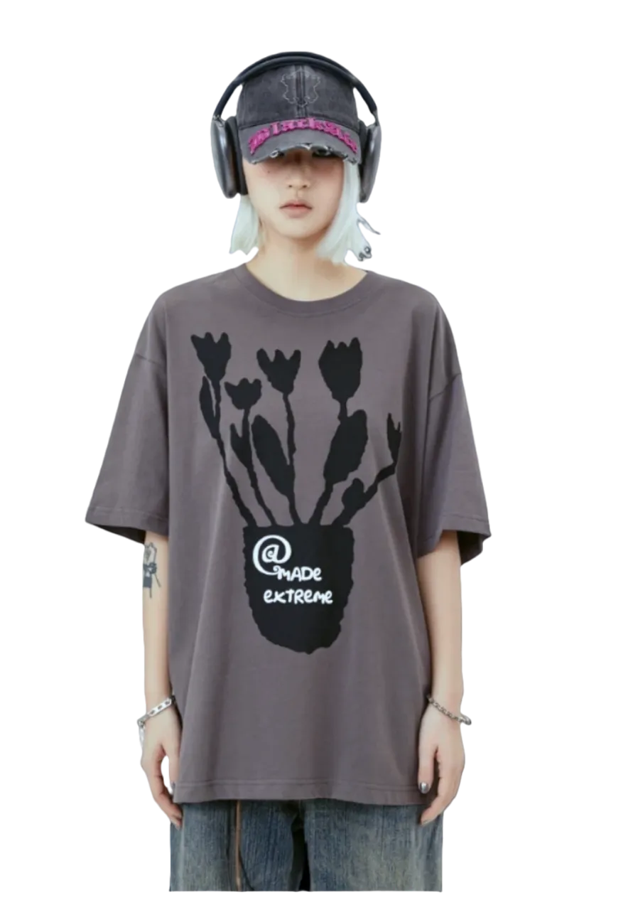 Extreme Aesthetic 'Bouquet' Foam Print Cotton T-Shirt