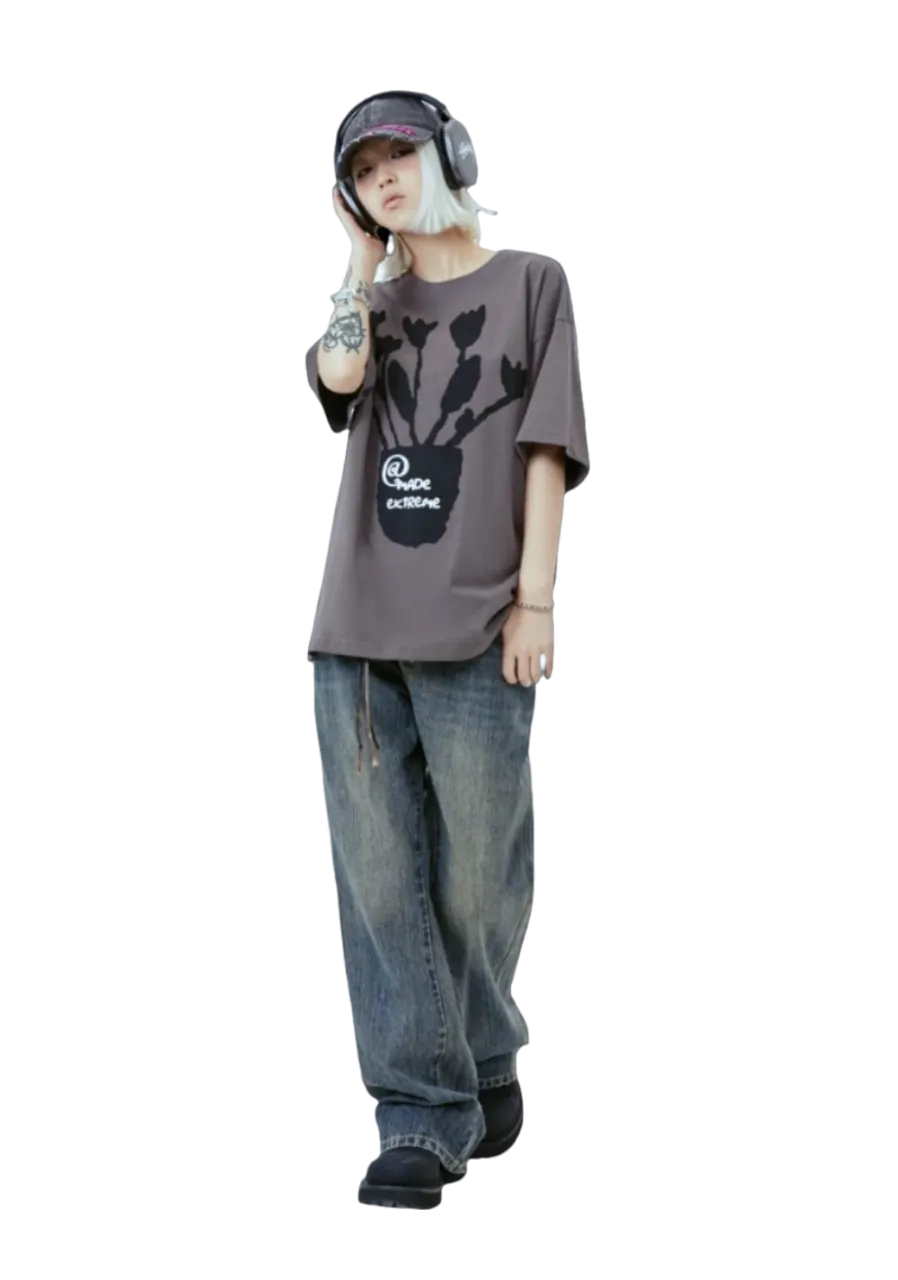 Extreme Aesthetic 'Bouquet' Foam Print Cotton T-Shirt