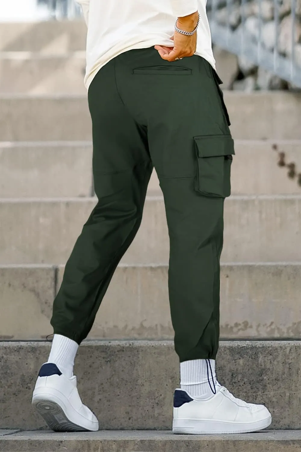 GINGTTO Men's Casual Cargo Pants Elastic Waist Camo Pants Hiking Joggers