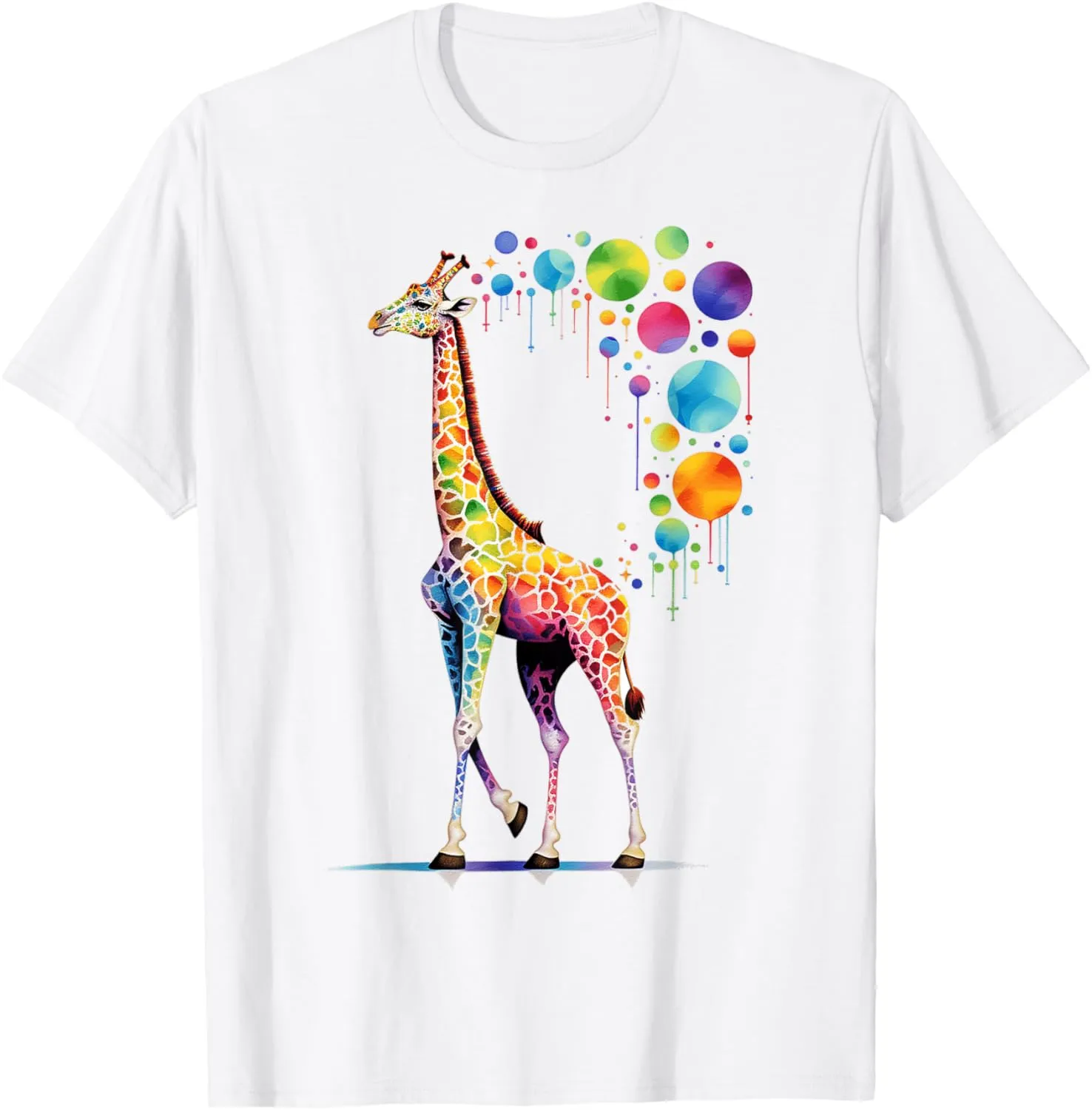 Giraffe Geometric Abstract Art Colorful Graphic Giraffe T-Shirt