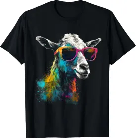 Goat Lover Artwork Sunglasses | Colorful Animal Motif Goat T-Shirt