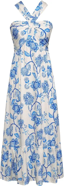 GRACE KARIN 2025 Women's Criss Cross Halterneck Sleeveless Summer Floral Print Flowy A Line Maxi Dress