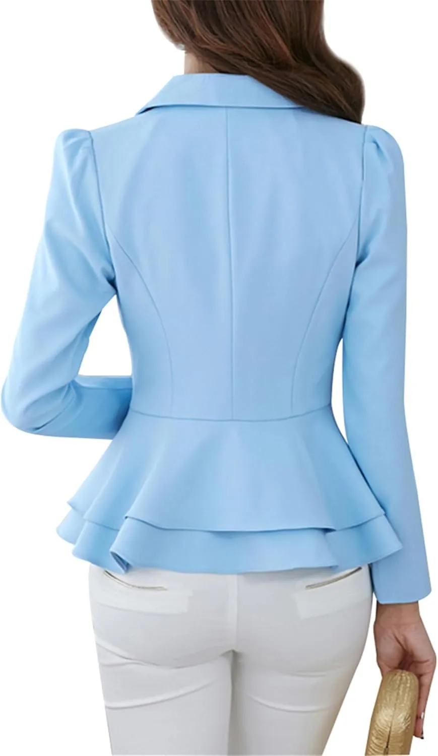 GRASWE Lady's Button Neck Long Sleeve Suit Vintage Casual Swing Dress Suit