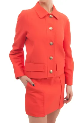 Gucci 1960 Style Orange Skirt Suit with Gold Shield Buttons
