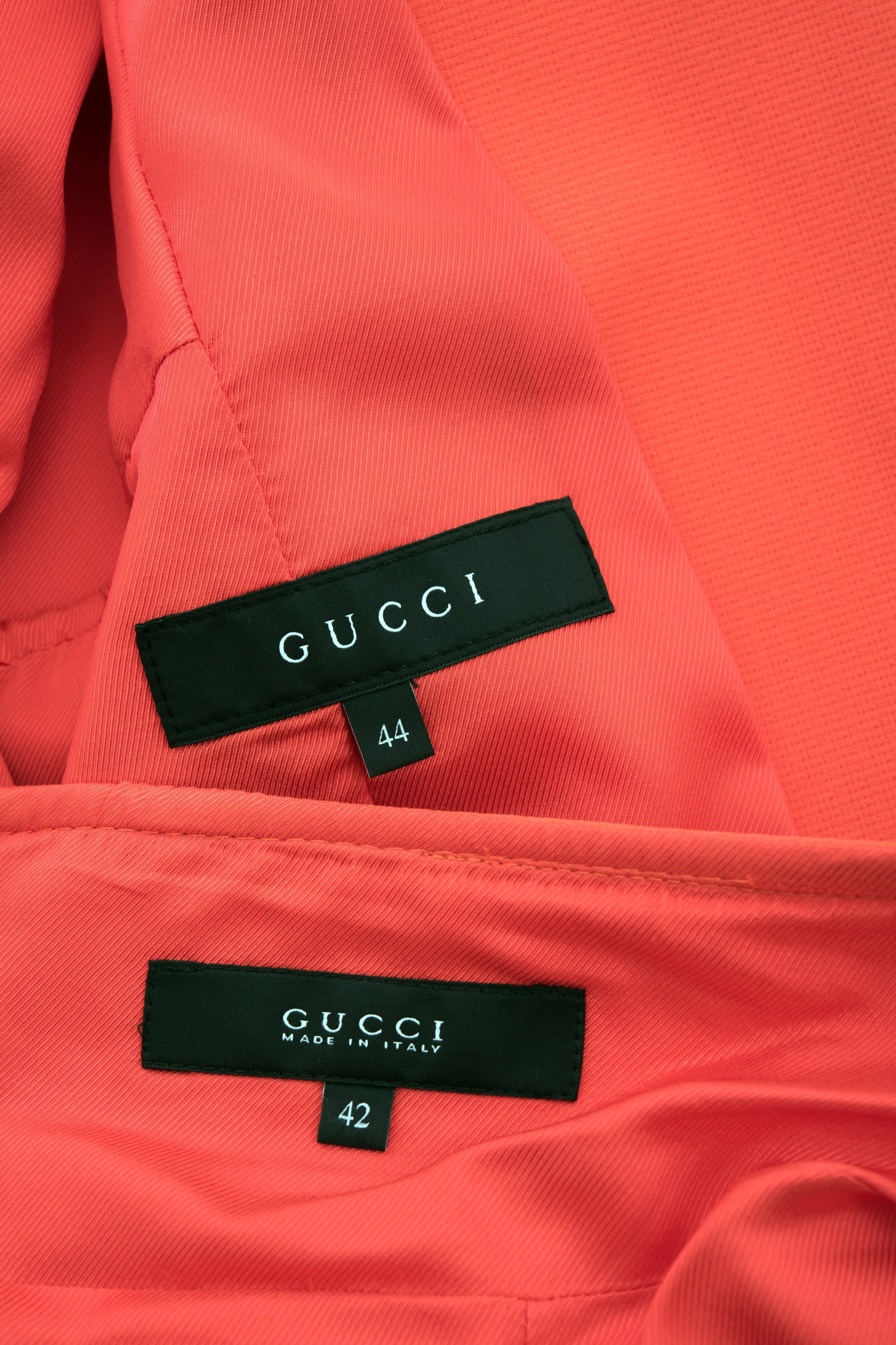 Gucci 1960 Style Orange Skirt Suit with Gold Shield Buttons