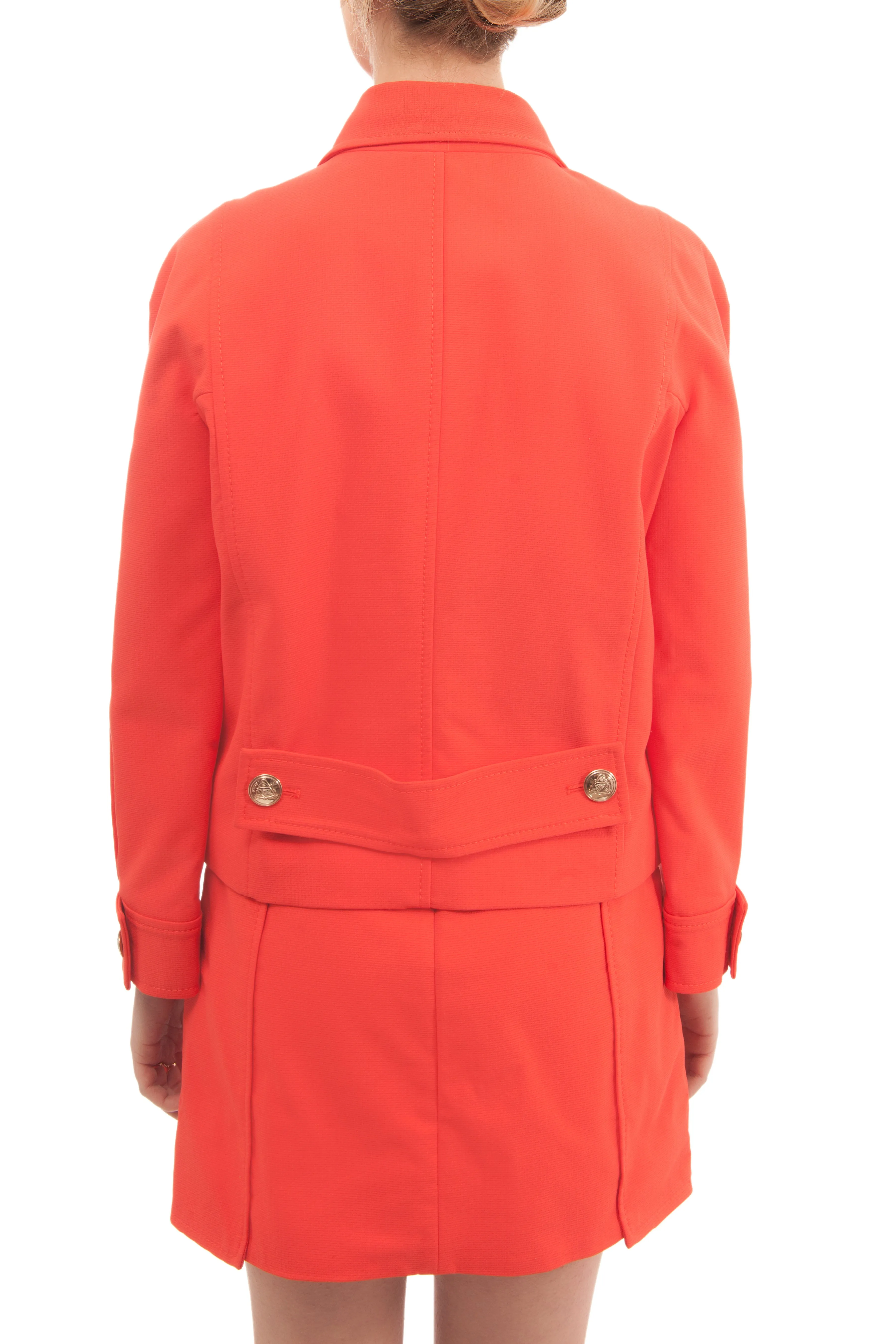 Gucci 1960 Style Orange Skirt Suit with Gold Shield Buttons