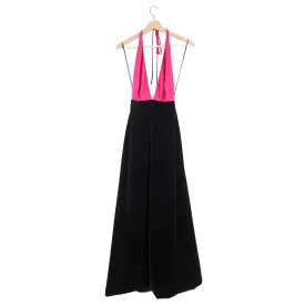 Gucci Fuchsia Pink and Black Velvet Halter Gown - IT38 / USA 2