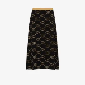 GUCCI GG Jacquard Lamé Wool Skirt