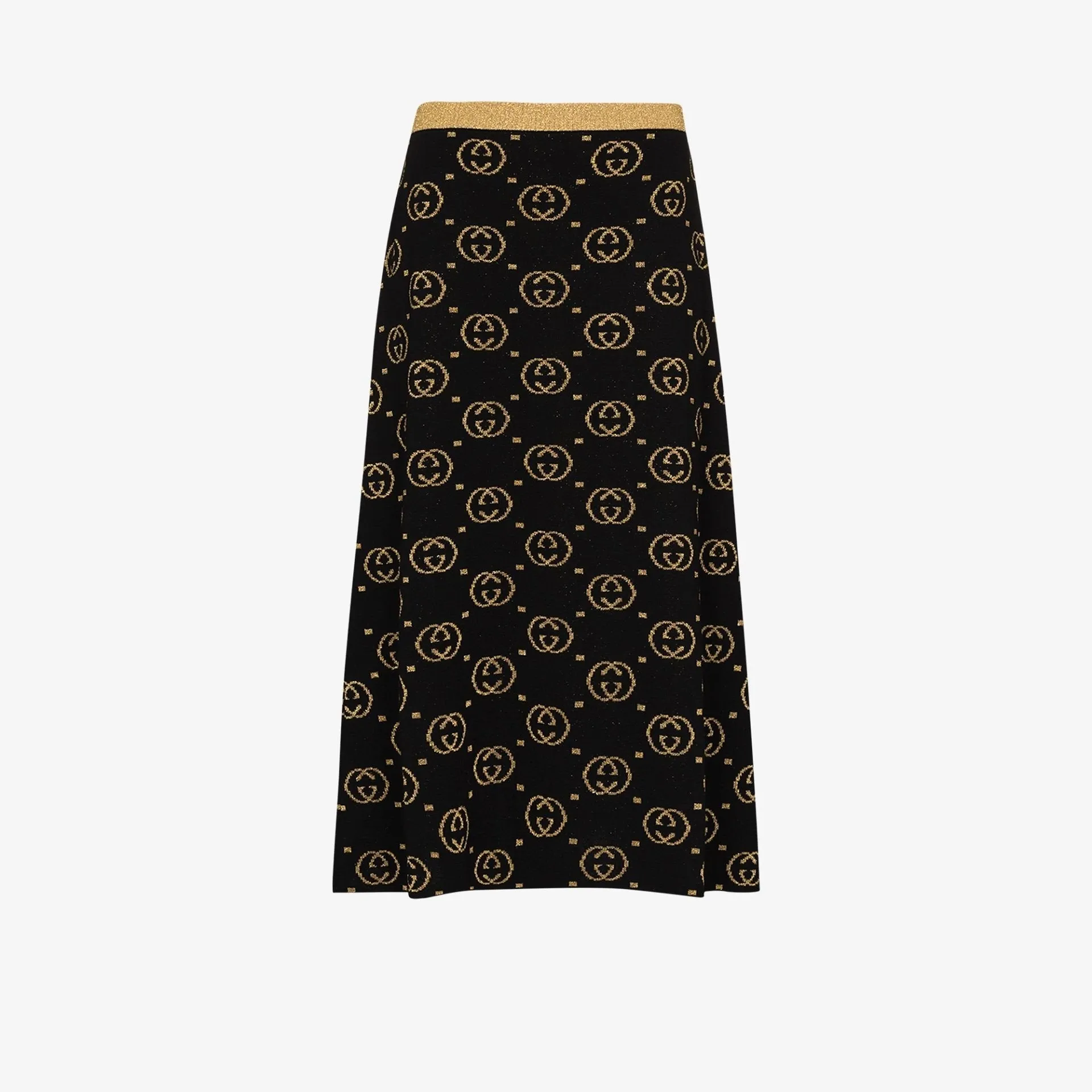 GUCCI GG Jacquard Lamé Wool Skirt