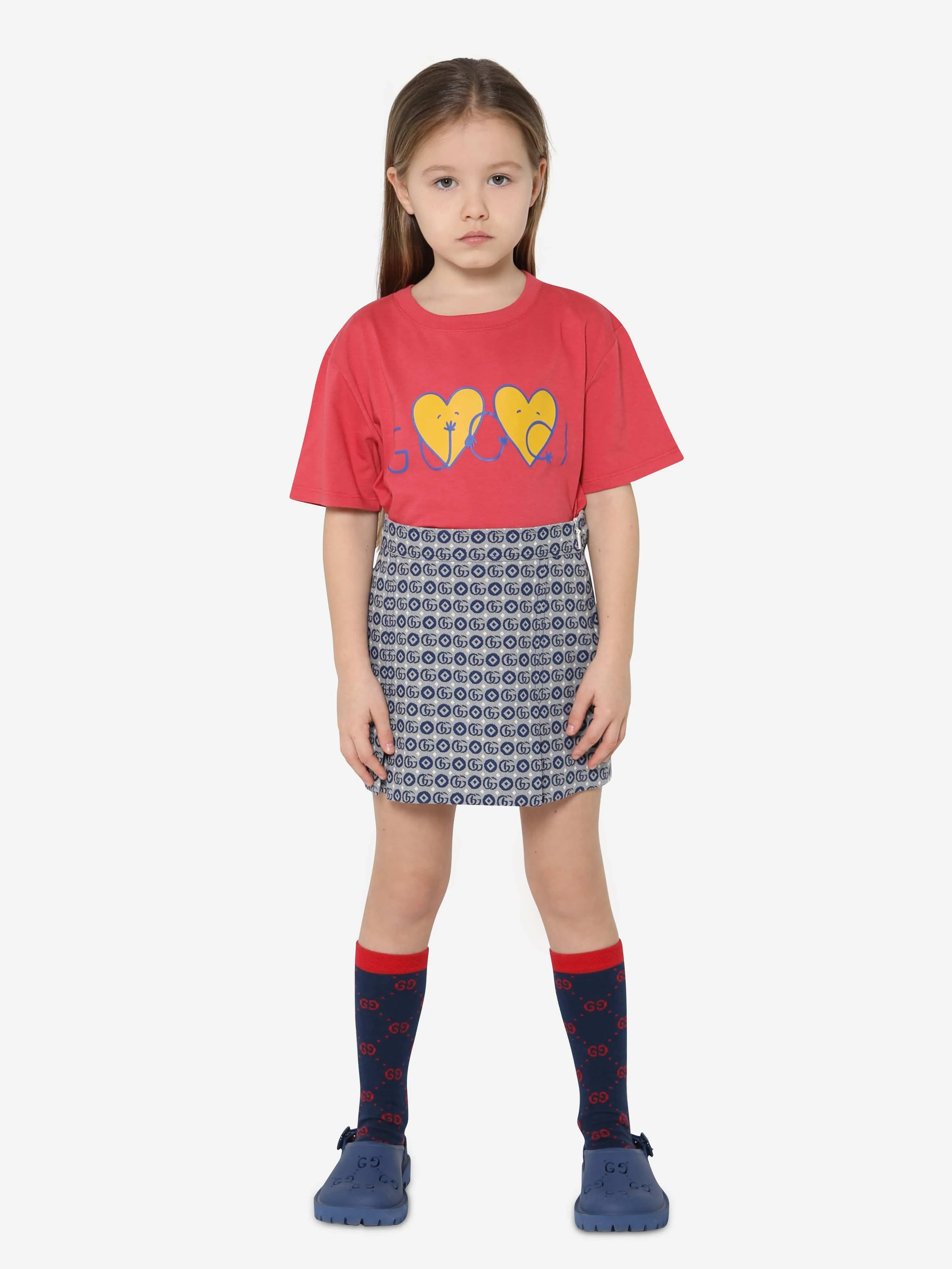 Gucci Girls GG Logo Skirt in Navy