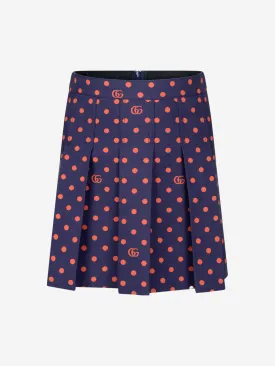 Gucci Girls Navy GG Embroidered Skirt