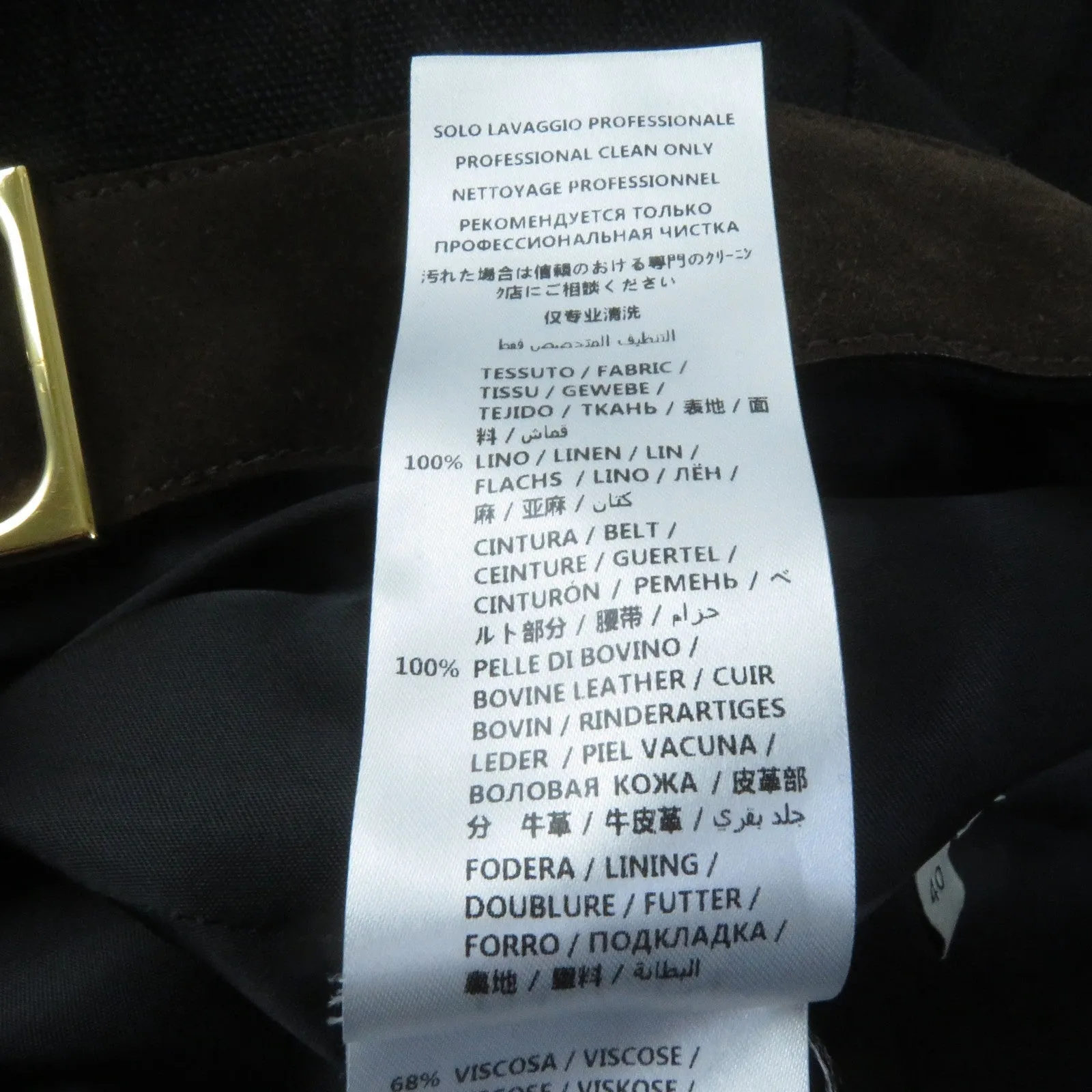GUCCI Pleated skirt 511243 linen Black brown 40